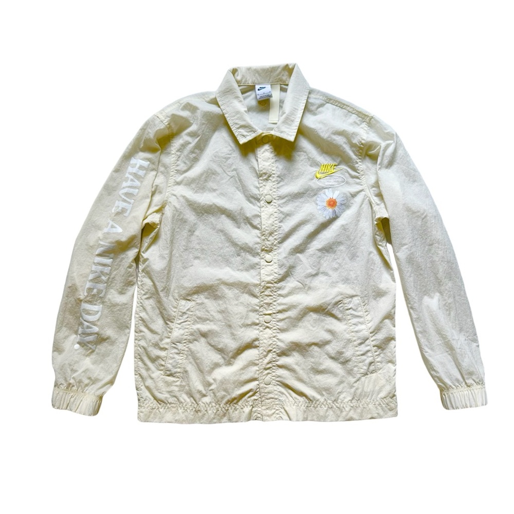 Nike “HAVE A NIKE DAY” Unlined Coach’s Jacket‎ Windbreaker Pastel Yellow Size M
